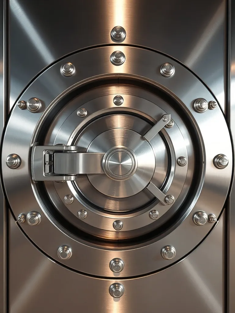 A professional, close-up photograph of a heavy modern bank v