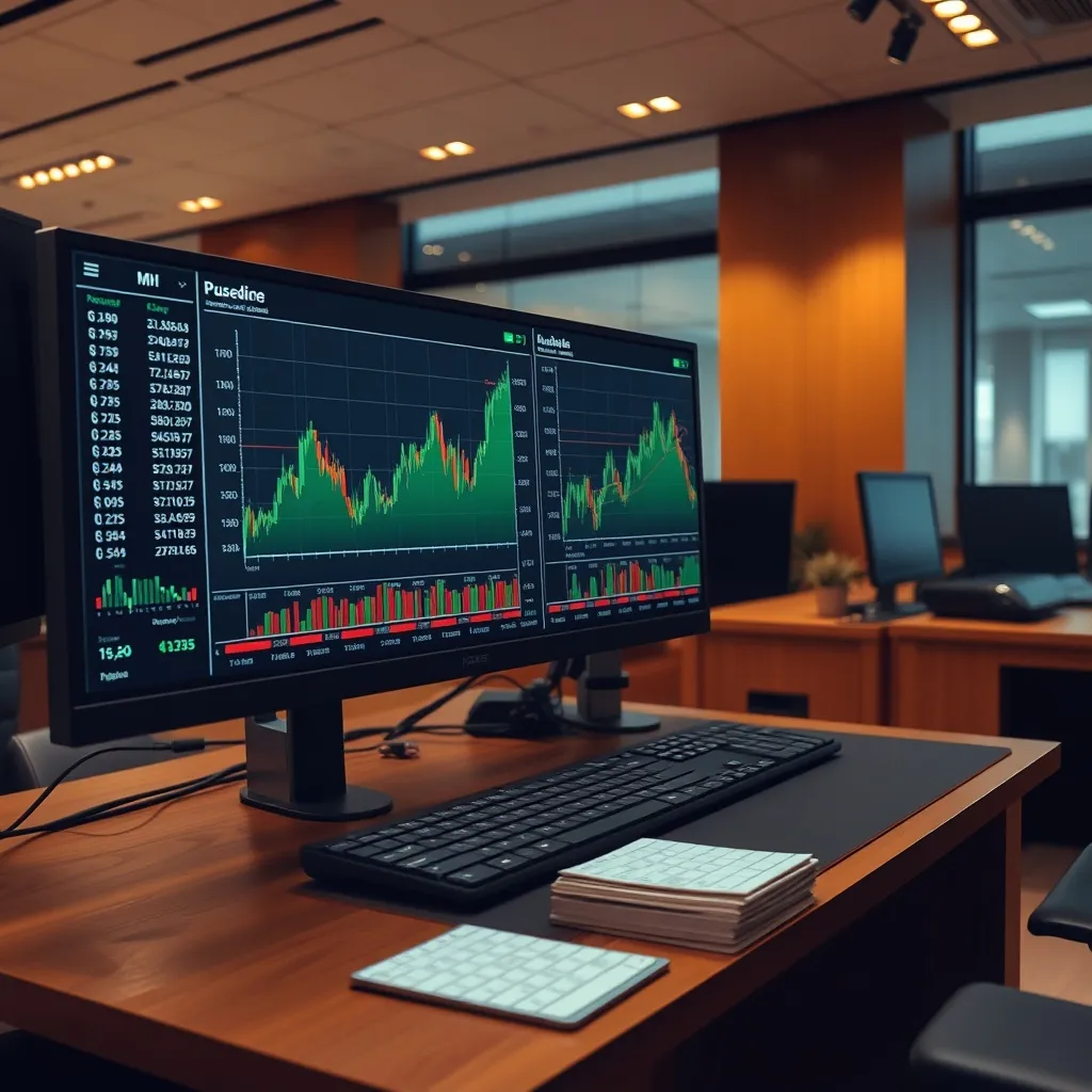 Professional stock market trading terminal with financial ch